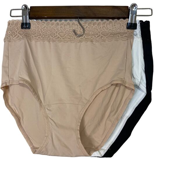 A628155 BREEZIES Set of 3 Micro Lace Brief Panties Basics S - Picture 1 of 4